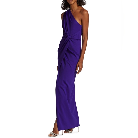 Halston Celeste One-Shoulder Scuba Gown size 10 - Picture 4 of 5